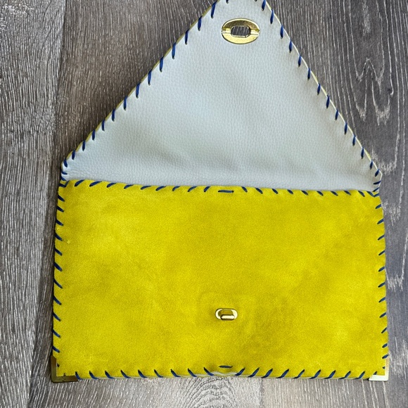 Ana Koutsi Suede Leather Clutch: Handmade in Athens Greece Envelope Handbag 0352